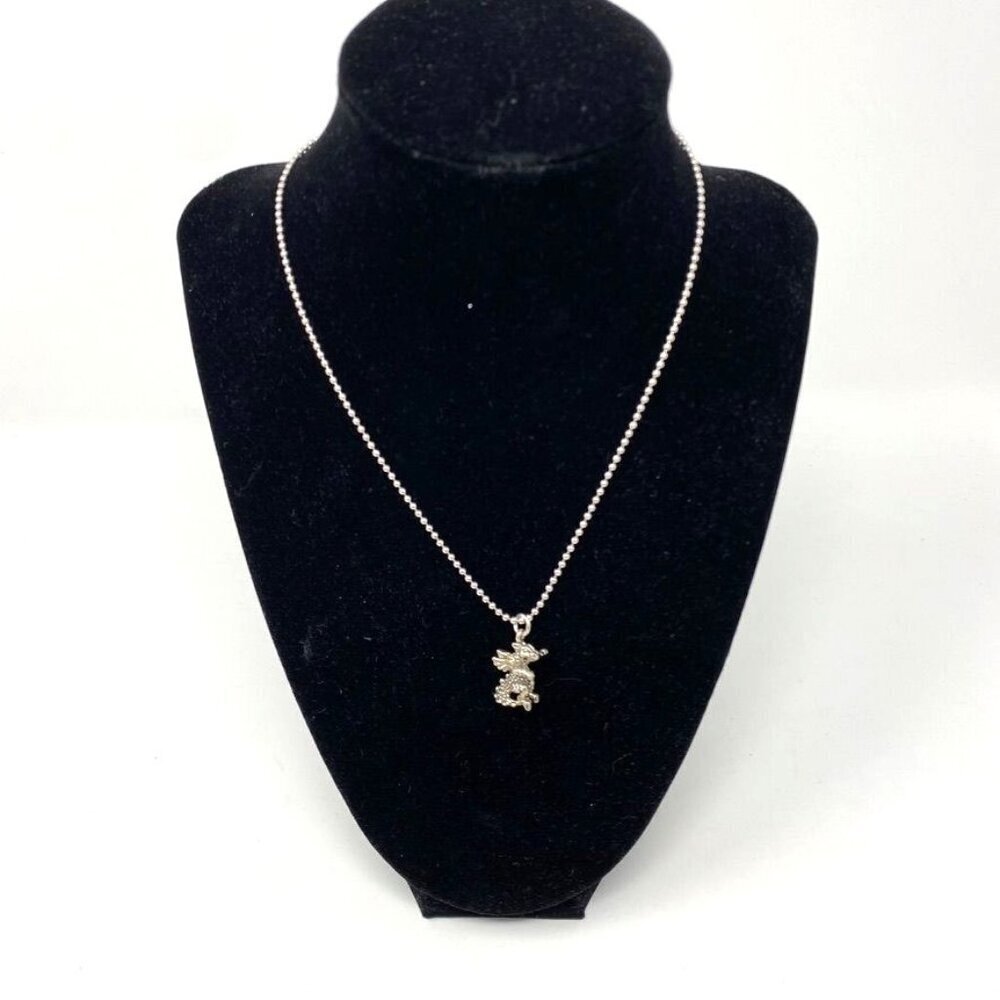 Dragon Pendant Silver Tone Ball Chain Necklace Fantasy Magic